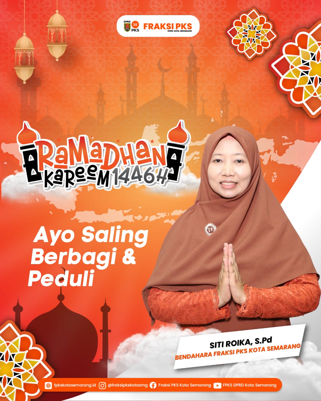 Suara azan menggetar jiwa. Siti Roika siap sedia, Mengawal umat dengan karya. Sahur bersama penuh berkah, Puasa dijalani dengan tabah. Dewan PKS selalu ramah, Mengajak ibadah tanpa lelah. Tarawih khusyuk tiap malam, Doa dipanjatkan tak pernah kelam. Semangat Ramadhan terus menyala, Bersama Siti Roika membangun Semarang tercinta.